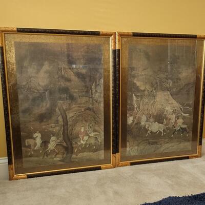 Lot 364: The Tribute Horse Painting, Reproduction Sung Dynasty Artworks (One has COA, Large Paintings)