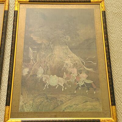Lot 364: The Tribute Horse Painting, Reproduction Sung Dynasty Artworks (One has COA, Large Paintings)