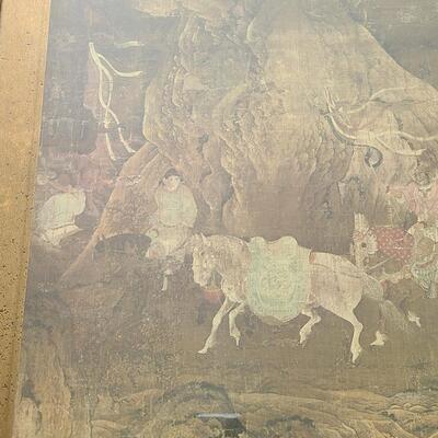 Lot 364: The Tribute Horse Painting, Reproduction Sung Dynasty Artworks (One has COA, Large Paintings)