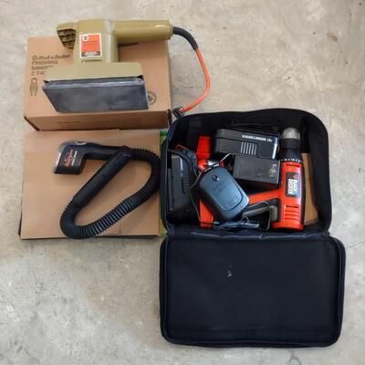 Lot 378: Black & Decker Bullseye Drill, Black & Decker Snake Light, & Black & Decker Finishing Sander