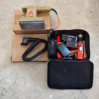 Lot 378: Black & Decker Bullseye Drill, Black & Decker Snake Light, & Black & Decker Finishing Sander