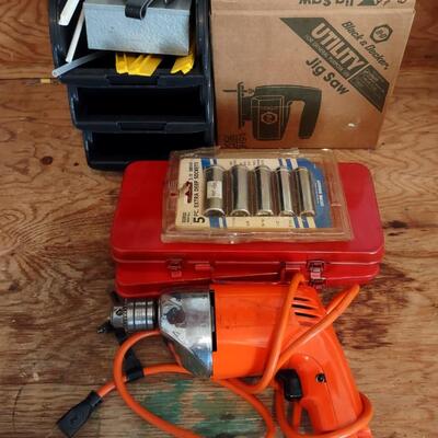 Lot 380: Black & Decker Jig Saw With Blades, Electric Drill, Socket Sets & More