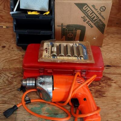 Lot 380: Black & Decker Jig Saw With Blades, Electric Drill, Socket Sets & More