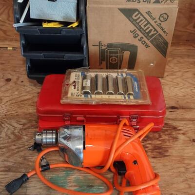 Lot 380: Black & Decker Jig Saw With Blades, Electric Drill, Socket Sets & More