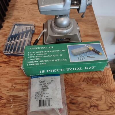 Lot 383: Rolling Wire 2 Drawer Cart With Tools, Clamps, A Tool Kit & More