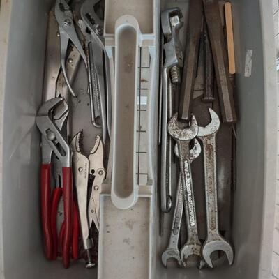 Lot 383: Rolling Wire 2 Drawer Cart With Tools, Clamps, A Tool Kit & More