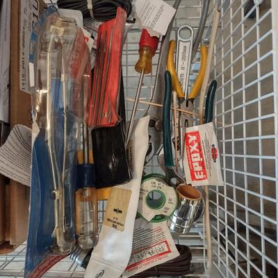 Lot 383: Rolling Wire 2 Drawer Cart With Tools, Clamps, A Tool Kit & More