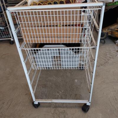 Lot 383: Rolling Wire 2 Drawer Cart With Tools, Clamps, A Tool Kit & More