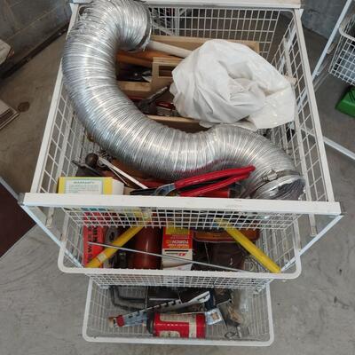 Lot 384: Rolling Wire 3 Drawer Cart With Misc. Tools & More