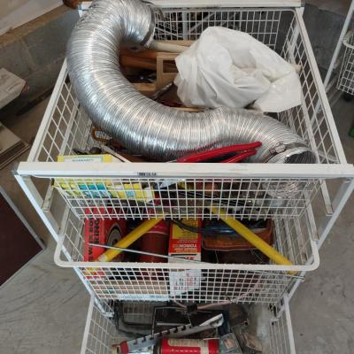 Lot 384: Rolling Wire 3 Drawer Cart With Misc. Tools & More
