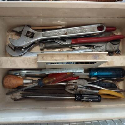 Lot 384: Rolling Wire 3 Drawer Cart With Misc. Tools & More