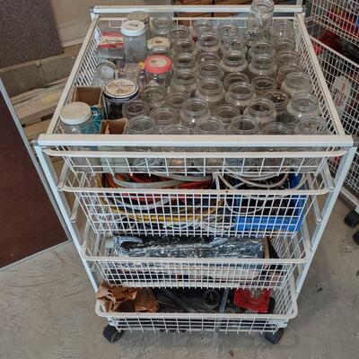 Lot 385: Rolling Wire 4 Drawer Cart With Hardware, Extension Cords, & More
