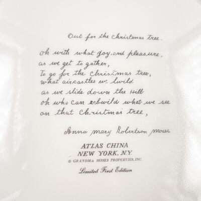 *LIMITED 1ST EDITION* 10â€ GRANDMA MOSES CHRISTMAS PLATE - â€œOUT FOR THE CHRISTMAS TREEâ€