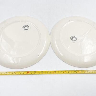 TAYLOR SMITH TAYLOR VERSATILE CHINA BLACK FLOWER 10â€ DINNER PLATES (2)