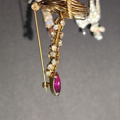 Lot 411: Vintage Rhinestone Poodle and Candlestick Brooches