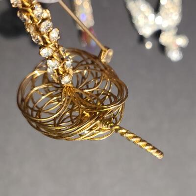 Lot 411: Vintage Rhinestone Poodle and Candlestick Brooches