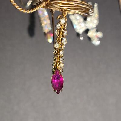 Lot 411: Vintage Rhinestone Poodle and Candlestick Brooches