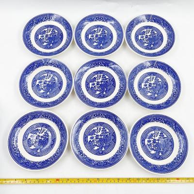 ROYAL CHINA BLUE WILLOW WARE TEACUPS (11) & SAUCERS (9)