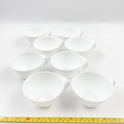CORELLE BY CORNING WHITE TEACUPS (8) AND SAUCERS (8)