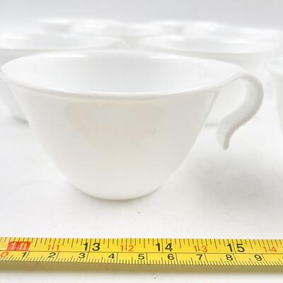 CORELLE BY CORNING WHITE TEACUPS (8) AND SAUCERS (8)
