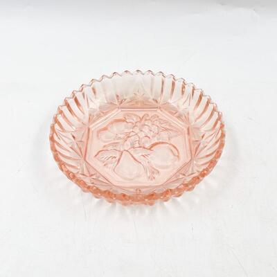VINTAGE 5.5â€ PINK/PEACH DEPRESSION GLASS DISH
