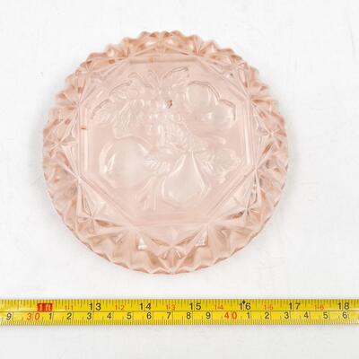 VINTAGE 5.5â€ PINK/PEACH DEPRESSION GLASS DISH