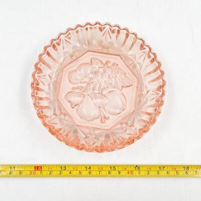 VINTAGE 5.5â€ PINK/PEACH DEPRESSION GLASS DISH