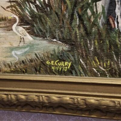 Lot #309  Monochromatic Louisiana Swamp Scene - Oil on Canvas