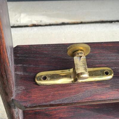 Lot 394: Rolling Library Ladder w/Brass Hardware and Bar