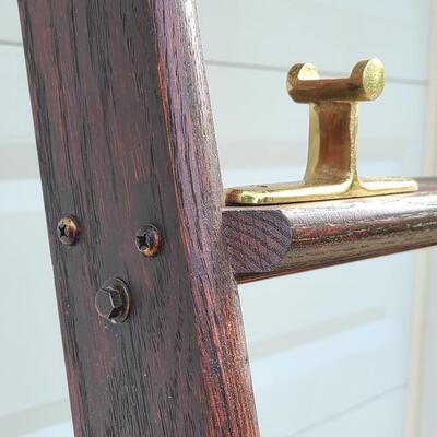 Lot 394: Rolling Library Ladder w/Brass Hardware and Bar