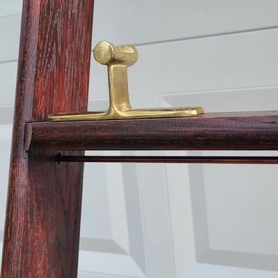 Lot 394: Rolling Library Ladder w/Brass Hardware and Bar