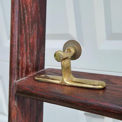 Lot 394: Rolling Library Ladder w/Brass Hardware and Bar