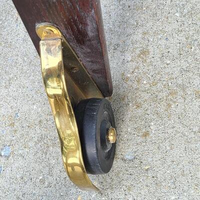 Lot 394: Rolling Library Ladder w/Brass Hardware and Bar
