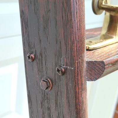 Lot 394: Rolling Library Ladder w/Brass Hardware and Bar