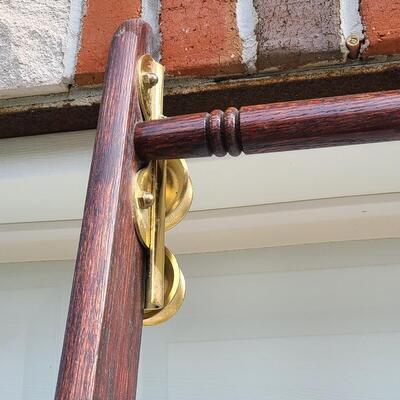Lot 394: Rolling Library Ladder w/Brass Hardware and Bar