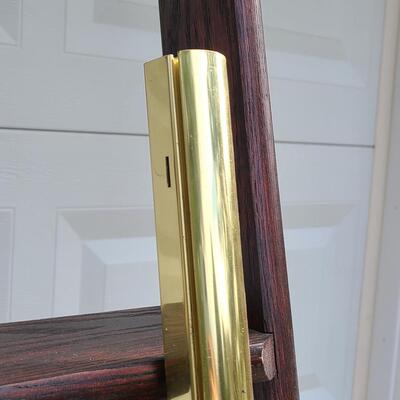 Lot 394: Rolling Library Ladder w/Brass Hardware and Bar