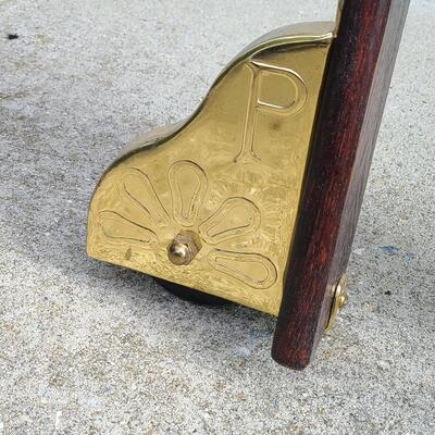 Lot 394: Rolling Library Ladder w/Brass Hardware and Bar