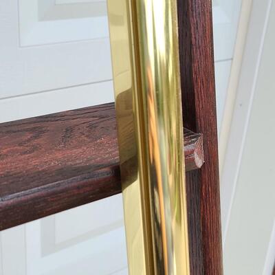 Lot 394: Rolling Library Ladder w/Brass Hardware and Bar