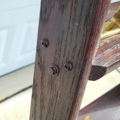 Lot 394: Rolling Library Ladder w/Brass Hardware and Bar