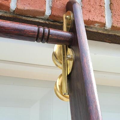 Lot 394: Rolling Library Ladder w/Brass Hardware and Bar