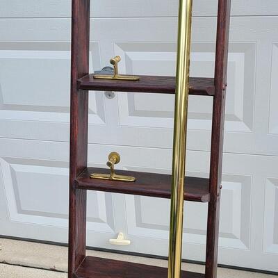 Lot 394: Rolling Library Ladder w/Brass Hardware and Bar