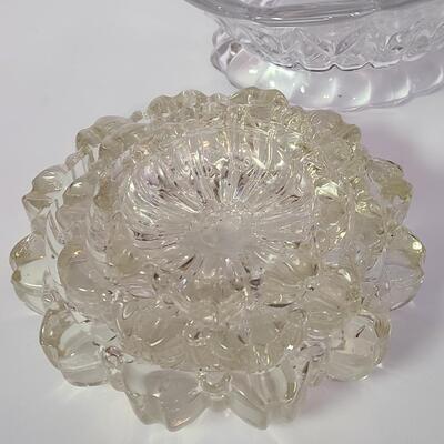 Lot 429: Blue Neck Swan Glass Server & Dainty Vintage Glass
