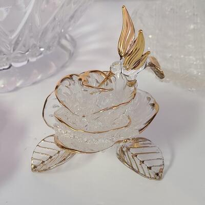 Lot 429: Blue Neck Swan Glass Server & Dainty Vintage Glass