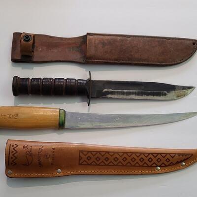 Lot 422; Large Vintage J. Marttini Filet Knife & Hunting Knife