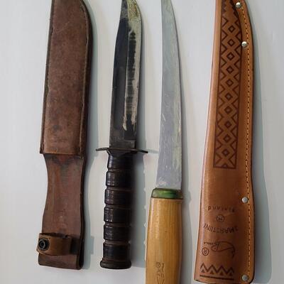 Lot 422; Large Vintage J. Marttini Filet Knife & Hunting Knife