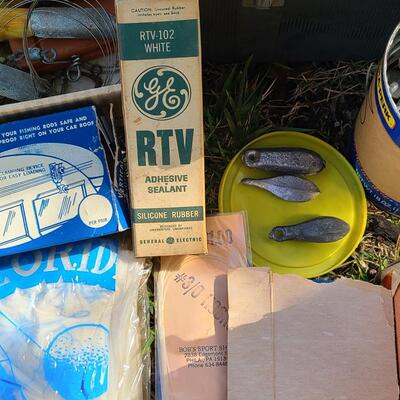 Lot 421: Vintage Fishing Supplies: Igloo Fishing Cooler, New Salt Water Reel and More