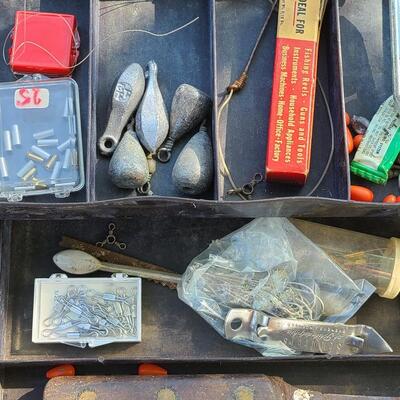 Lot 421: Vintage Fishing Supplies: Igloo Fishing Cooler, New Salt Water Reel and More