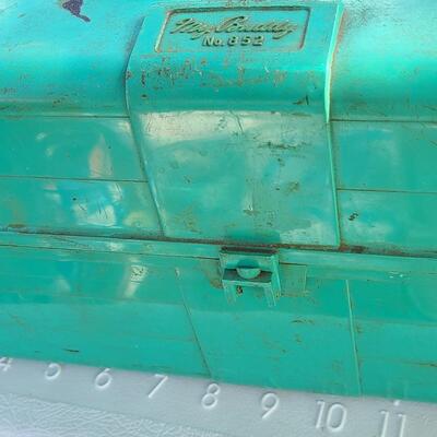 Lot 421: Vintage Fishing Supplies: Igloo Fishing Cooler, New Salt Water Reel and More