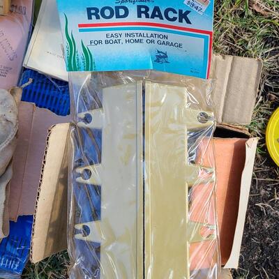 Lot 421: Vintage Fishing Supplies: Igloo Fishing Cooler, New Salt Water Reel and More