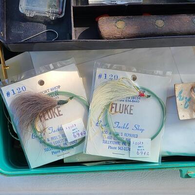 Lot 421: Vintage Fishing Supplies: Igloo Fishing Cooler, New Salt Water Reel and More